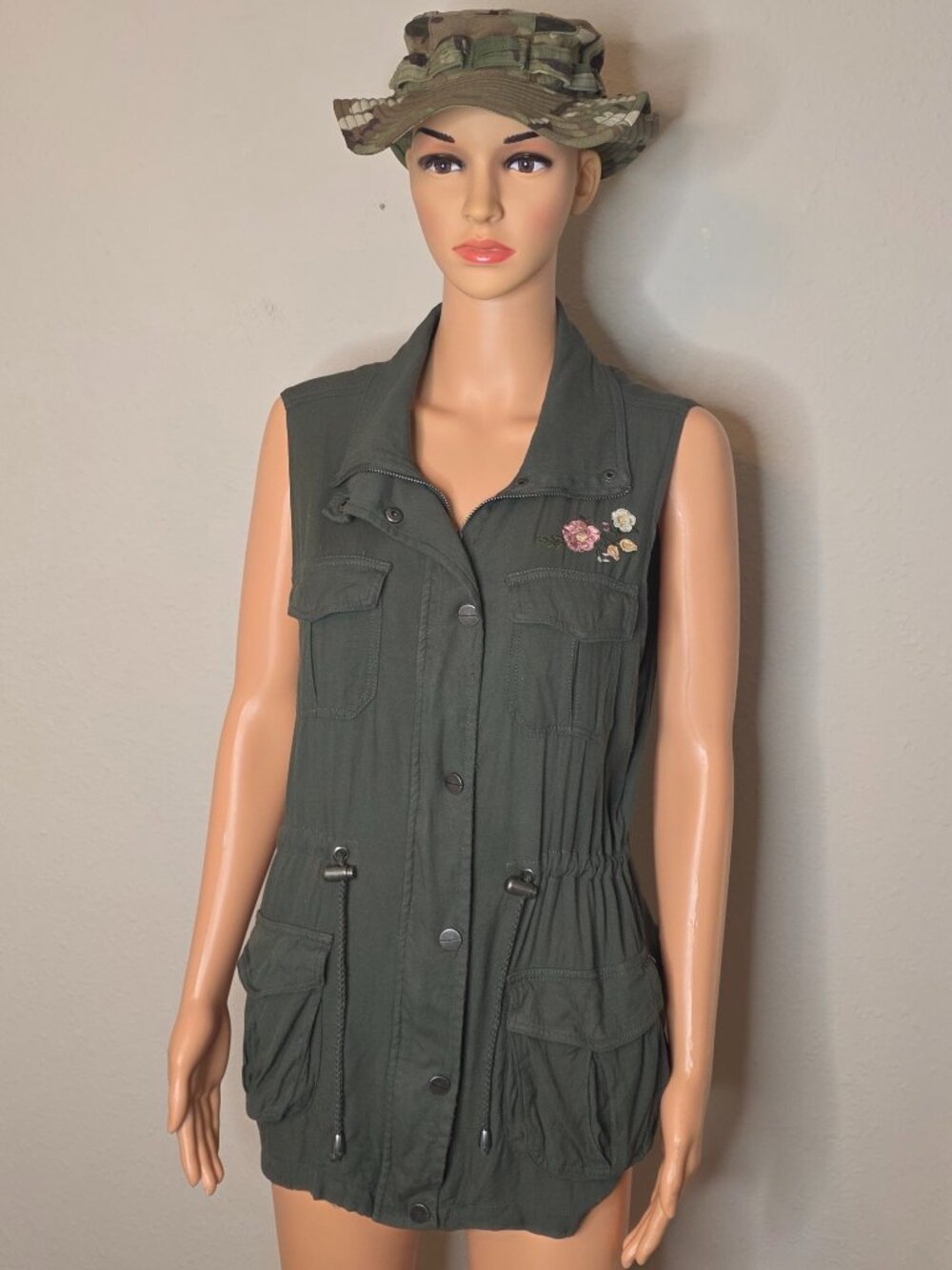 Ashley by 26 International Olive Green Military Style Vest, Size Large